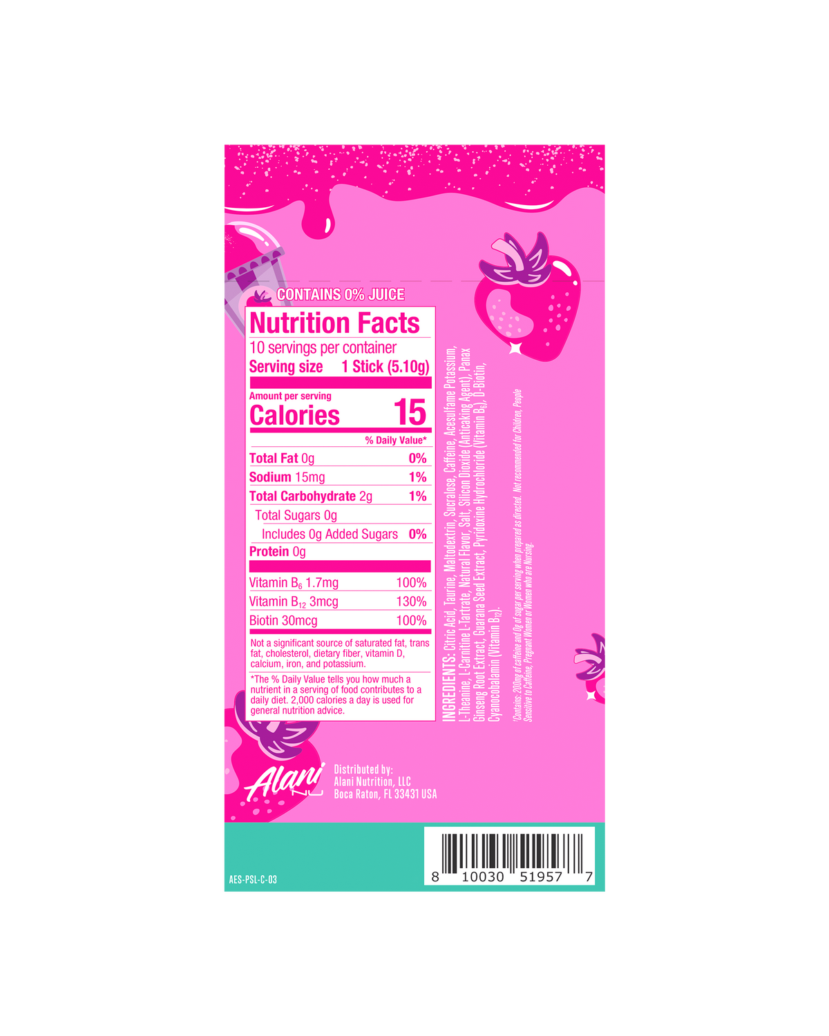 Pink Slush Energy Drink Sticks, 10-Pack