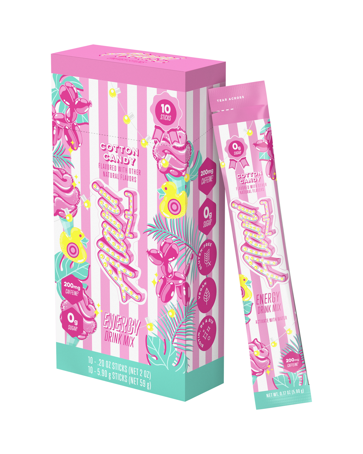 Cotton Candy Energy Sticks - 10-Pack