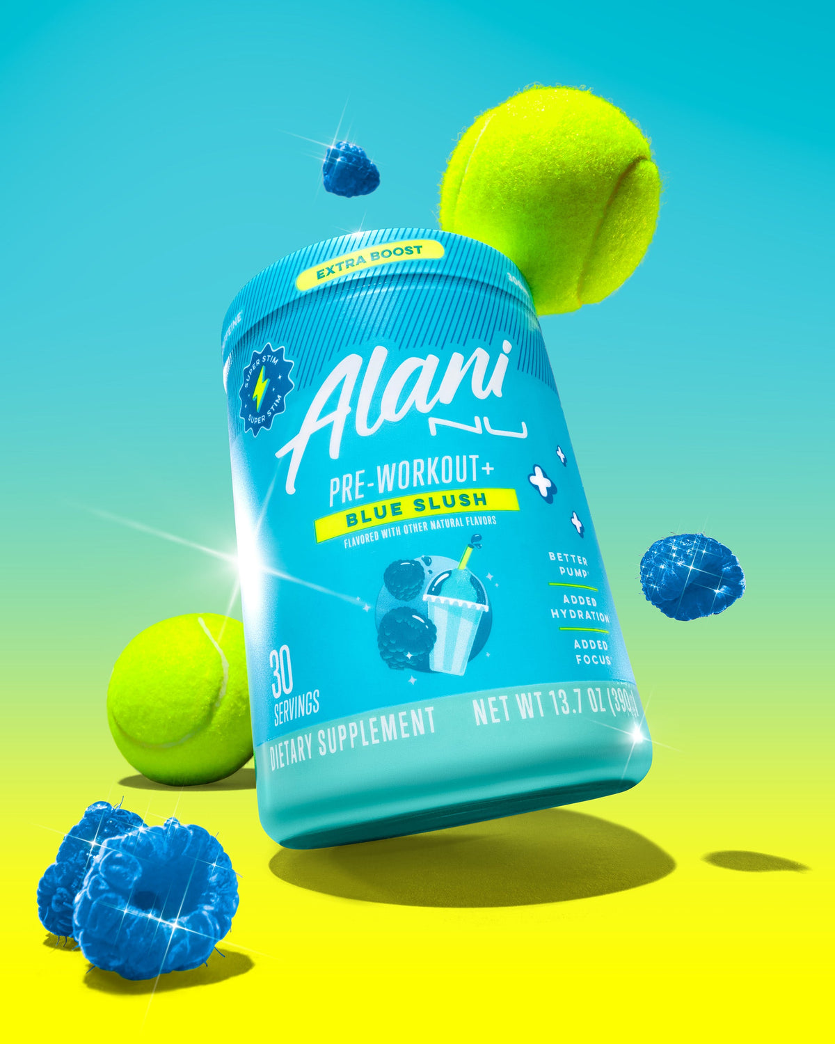 Blue Slush Pre-Workout+ for Focus Support, 30 Servings