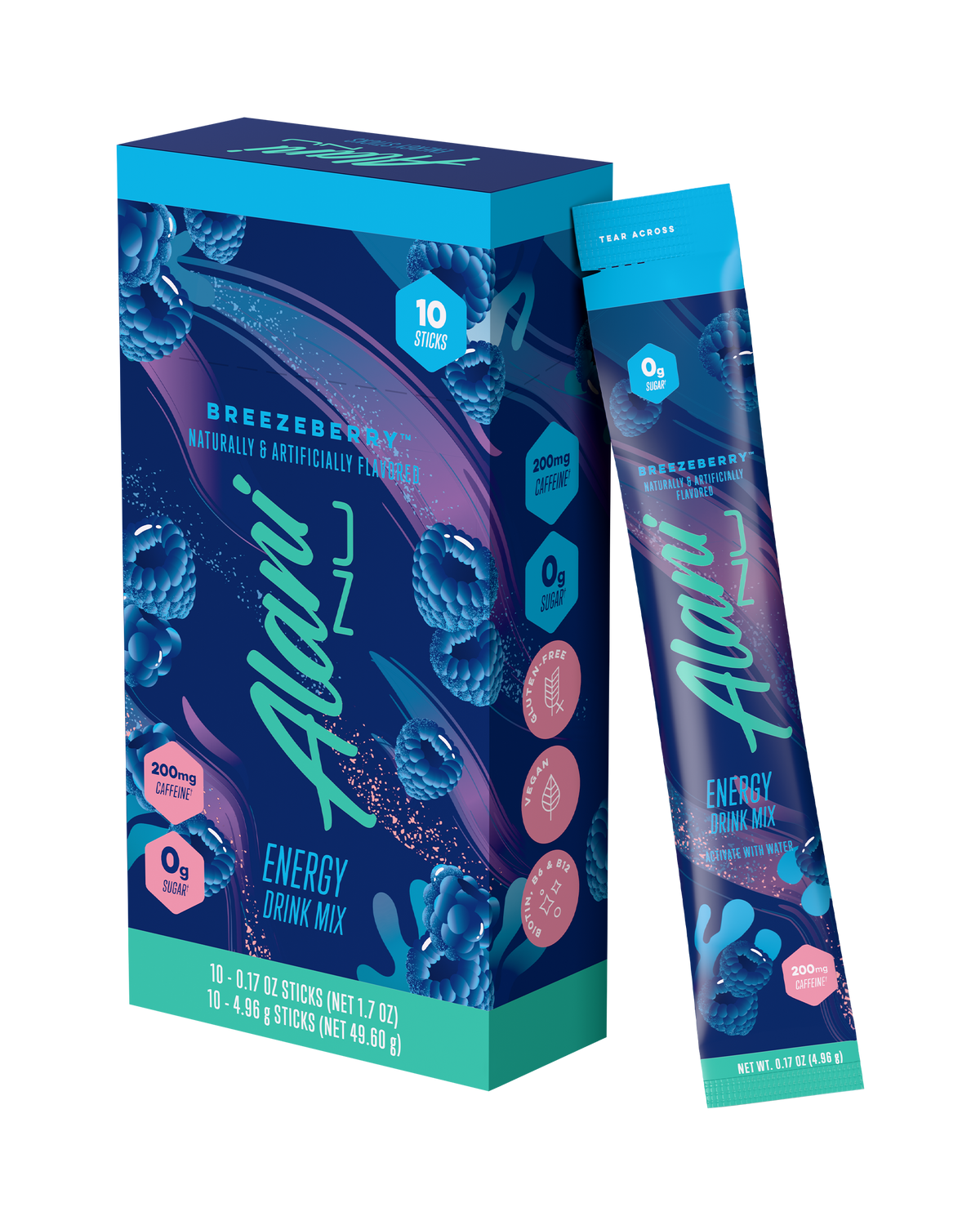 Breezeberry Energy Drink Mix Sticks, 10-Pack